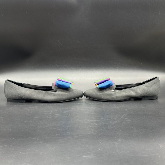 Vintage Womens Flats Shoes Madeline Stuart 1990s Size 6 Black Colorful Bow - Picture 4 of 11